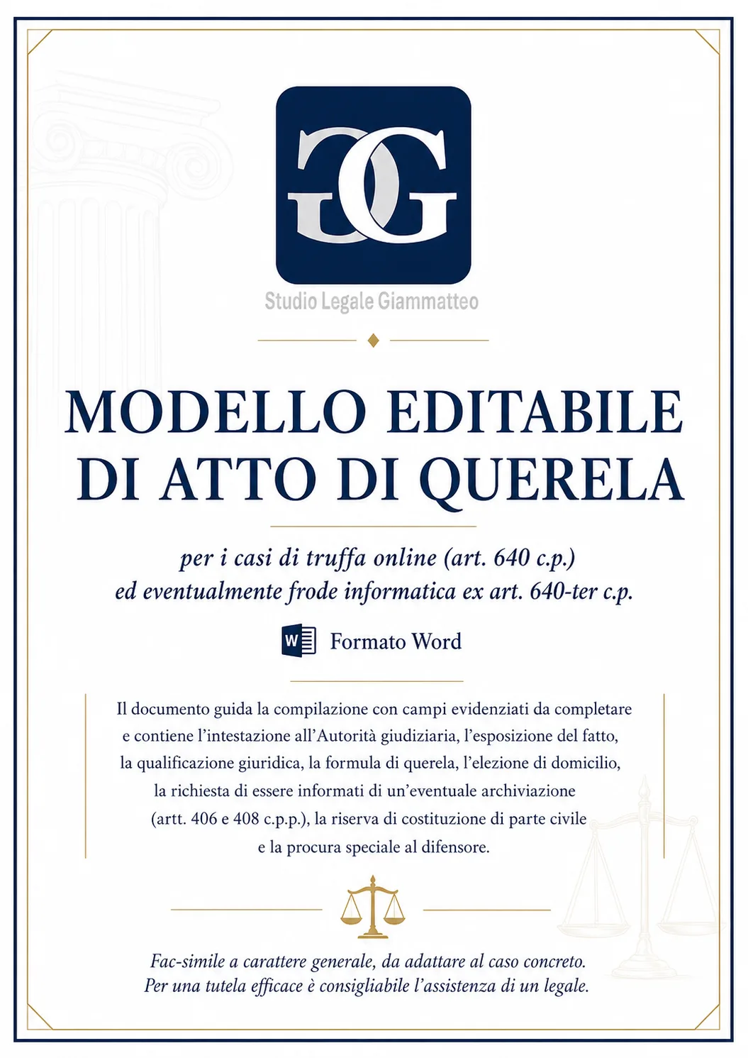 Modello querela per truffa On-Line